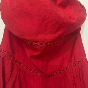 Beautiful Red Cotton lined maxi dress